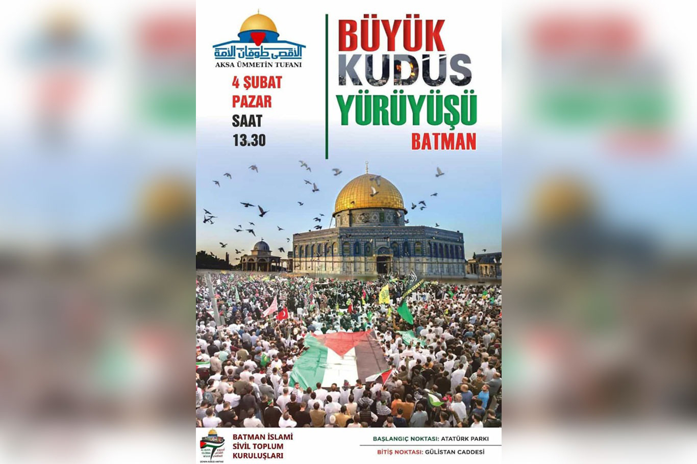 Batman “Büyük Kudüs Yürüyüşüne” hazırlanıyor