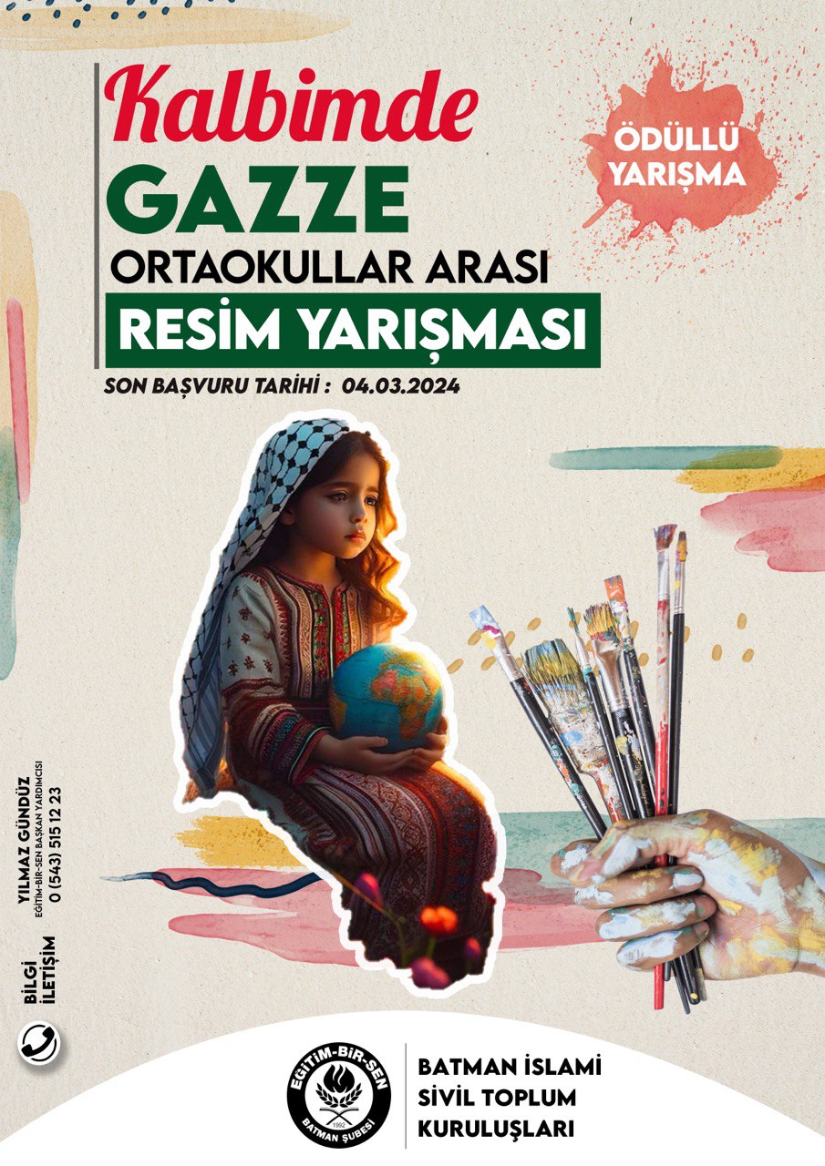 Öğrenciler için Gazze temalı ödüllü yarışma