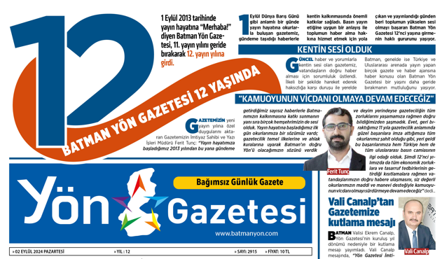 Gazetemiz 12. Yayın Yılına Merhaba Dedi