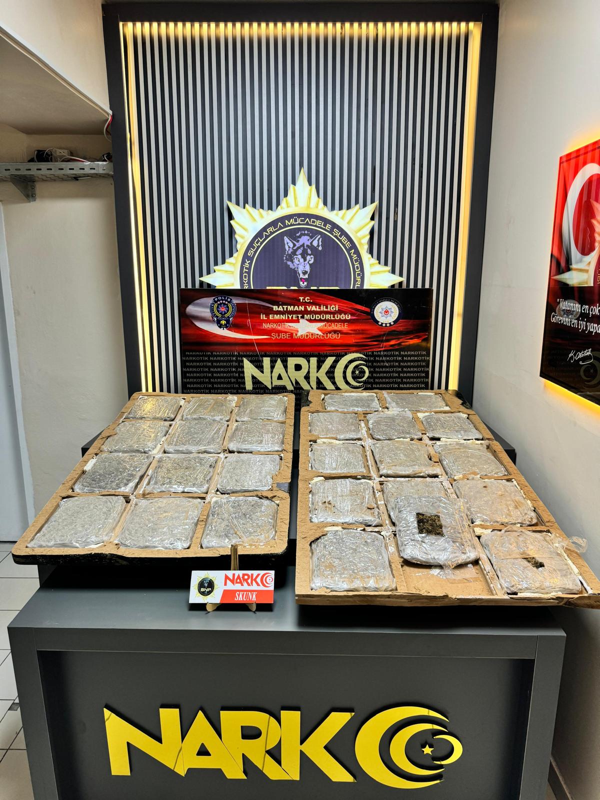 13 kilogram skunk ele geçirildi