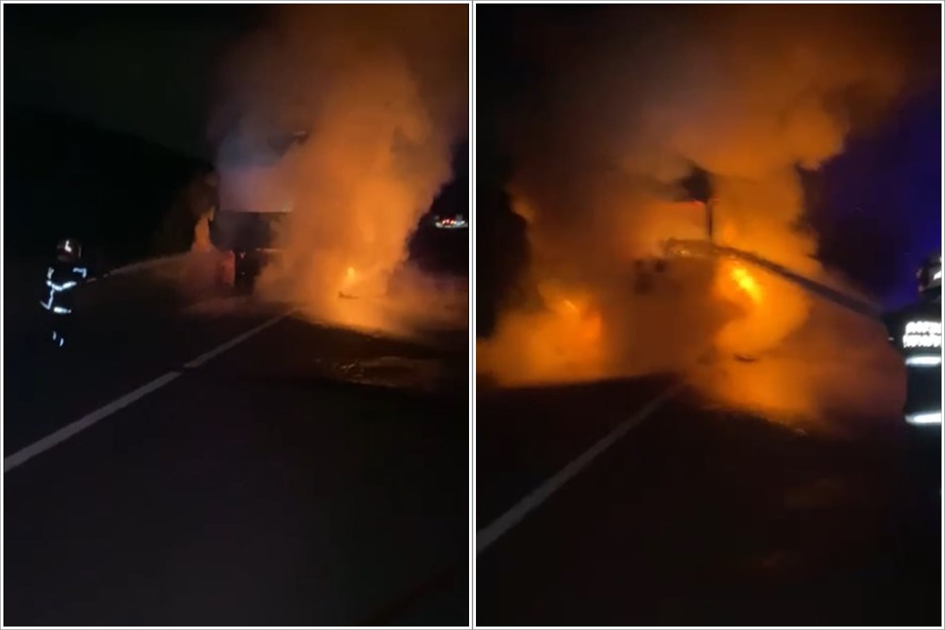 Seyir halindeki tır alevlere teslim oldu