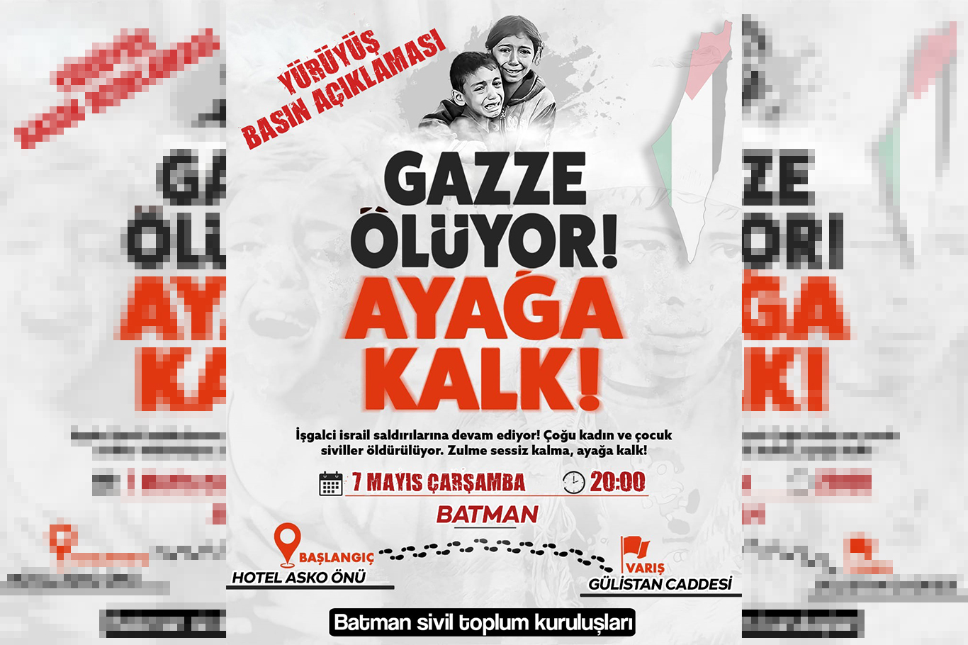 Batman’da Gazze İçin Yürüyüş Düzenleniyor