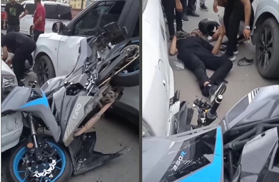 İki Otomobil Arasında Sıkışan Motosikletli Ağır Yaralandı