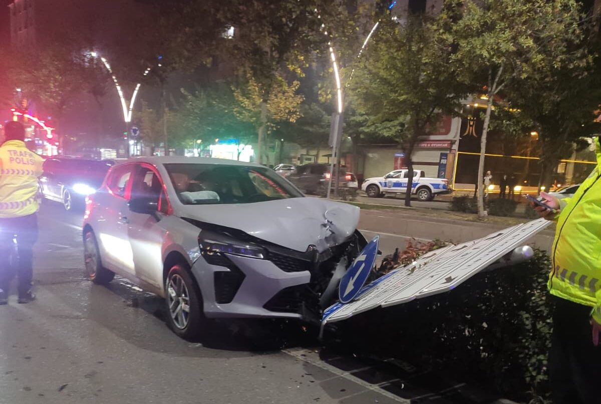 Sürücü Yön Levhalarına Çarptı