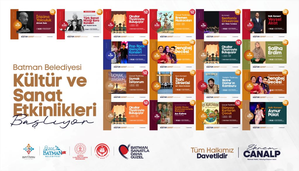 Batman Belediyesi Aralık Ayı Kültür-Sanat Takvimini Açıkladı