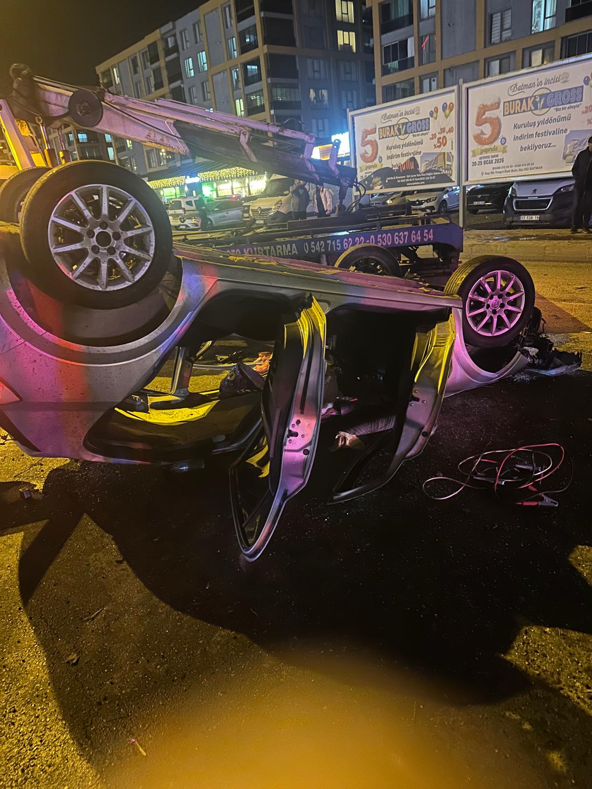 Kontrolden çıkan araç takla attı