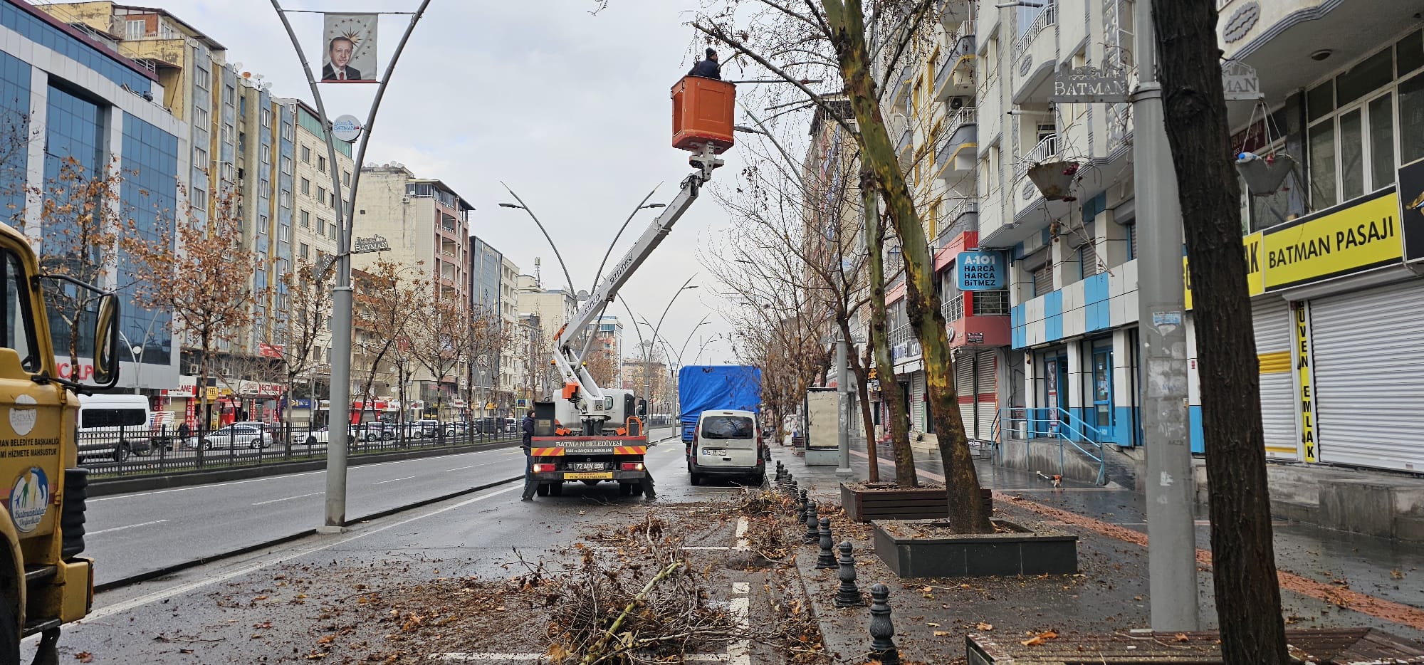 Trafiği Engelleyen Ağaç Dalları Budanıyor
